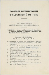 Congrès international d'électricité, 1932