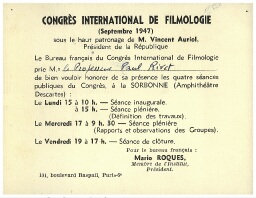 Congrès international de filmologie, Paris, 1947
