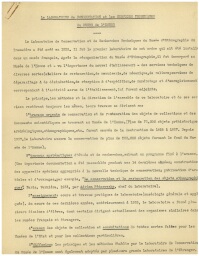 Un rapport sur " le laboratoire de conservation et les services techniques du Musée de l'Homme " par Adrien Fedorowsky, le 13 janvier 1942