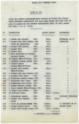 correspondance, liste d'objets : 1960-1965 environ.