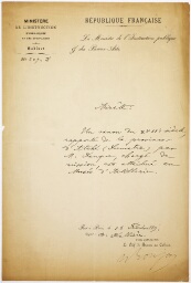 Demandes et lettres de remerciement pour le don d'objets en double du MET à des musée (1878-1910 environ)