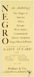 Prospectus de présentation de l'ouvrage publié par Nancy Cunard "Negro An Anthology